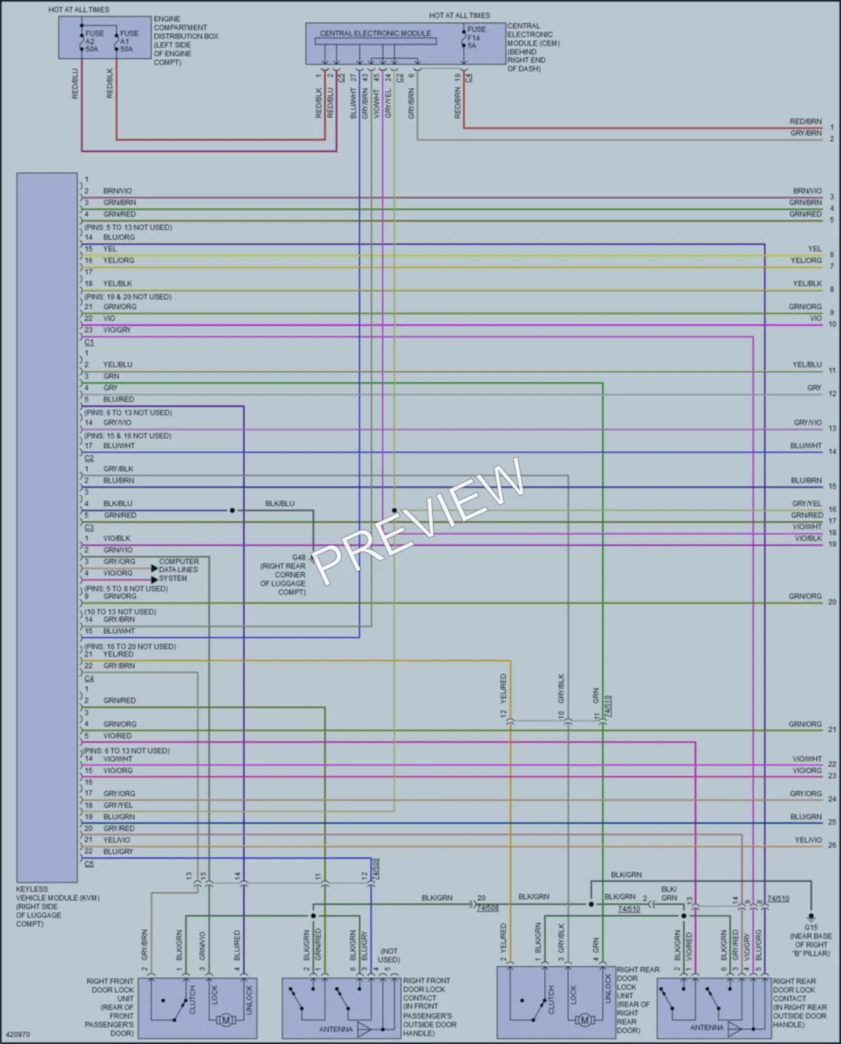 2014 Volvo XC60 Power Door Locks wiring diagram preview