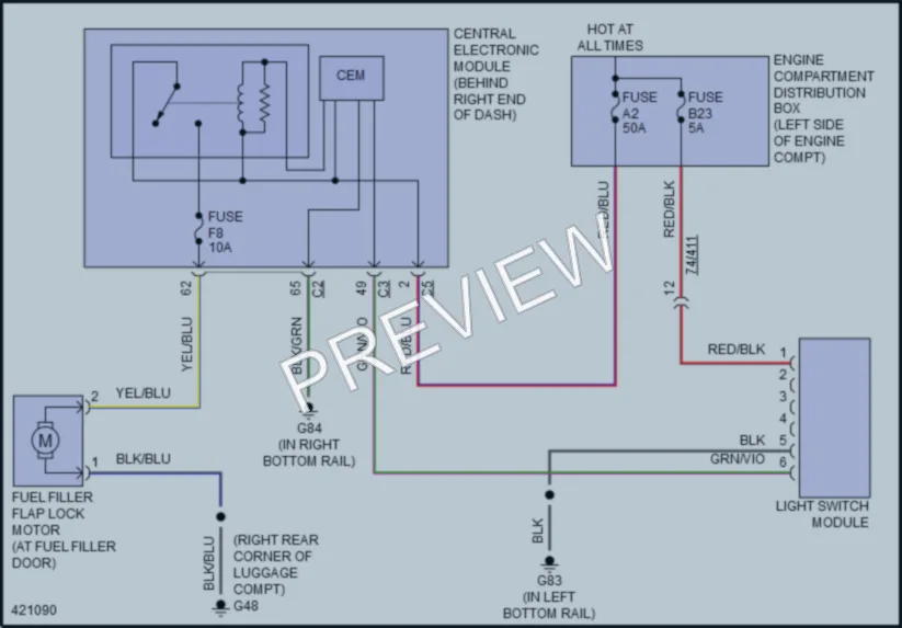 2014 Volvo XC60 Trunk Tailgate Fuel Door wiring diagram preview