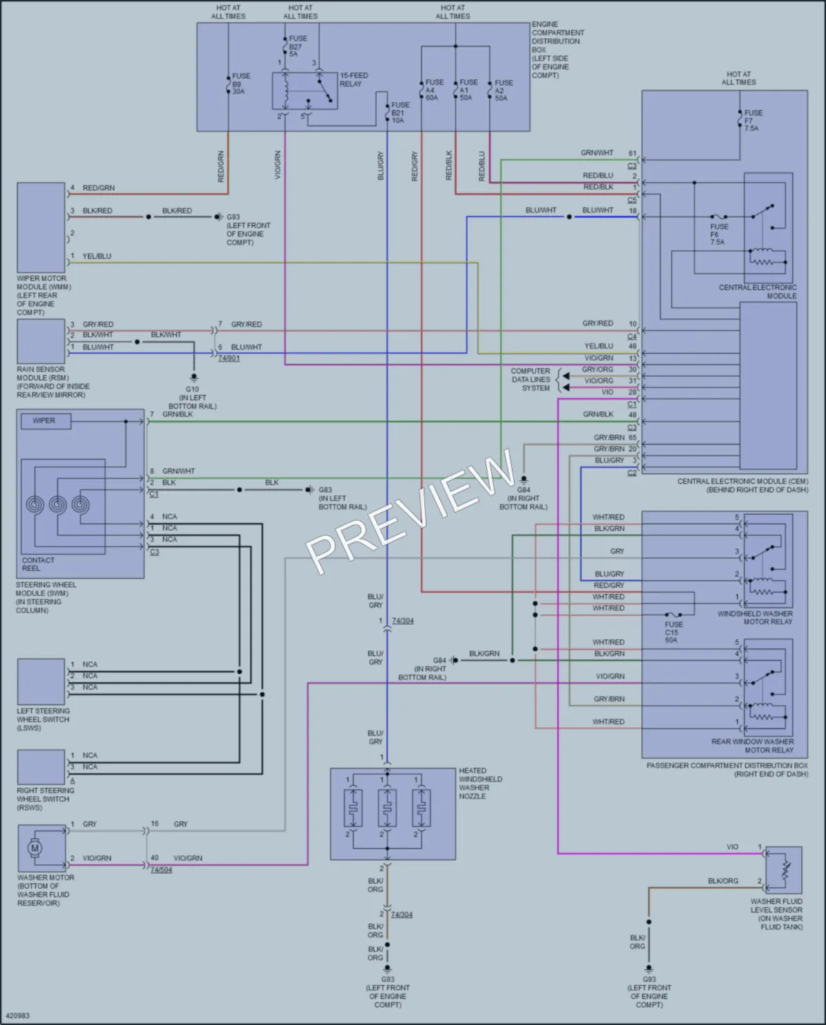 2014 Volvo XC60 Wiper Washer wiring diagram preview