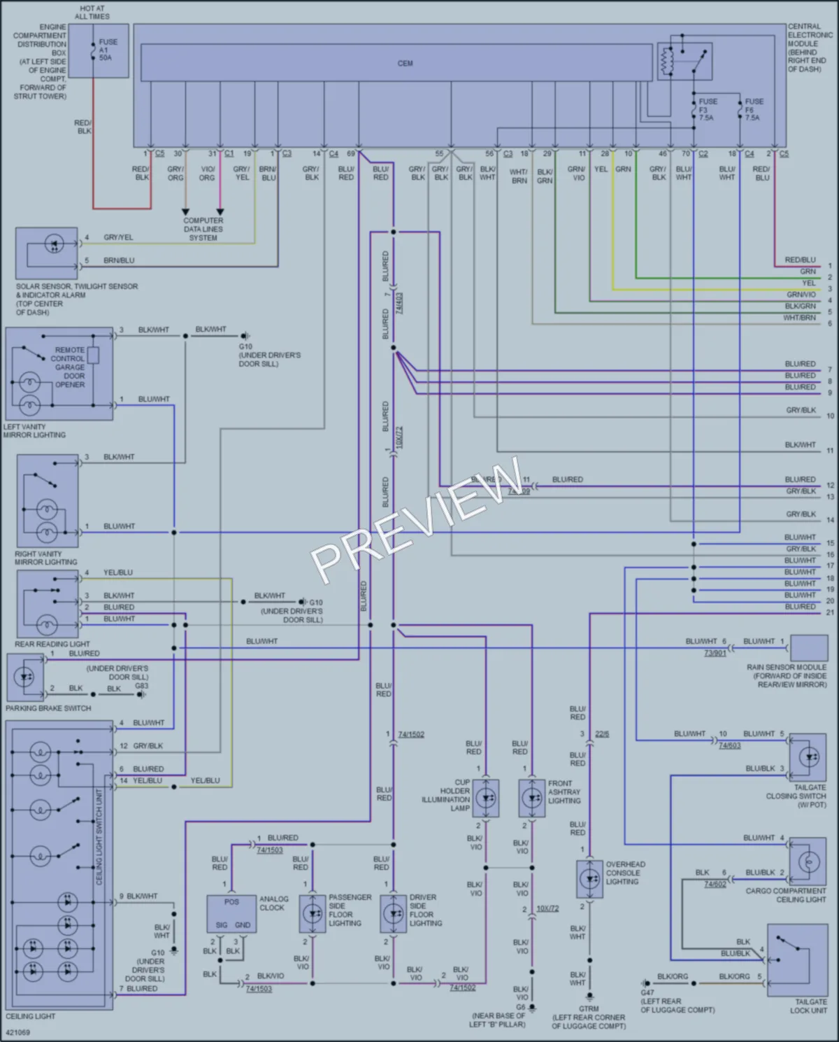 2014 Volvo XC70 Interior Lights wiring diagram preview
