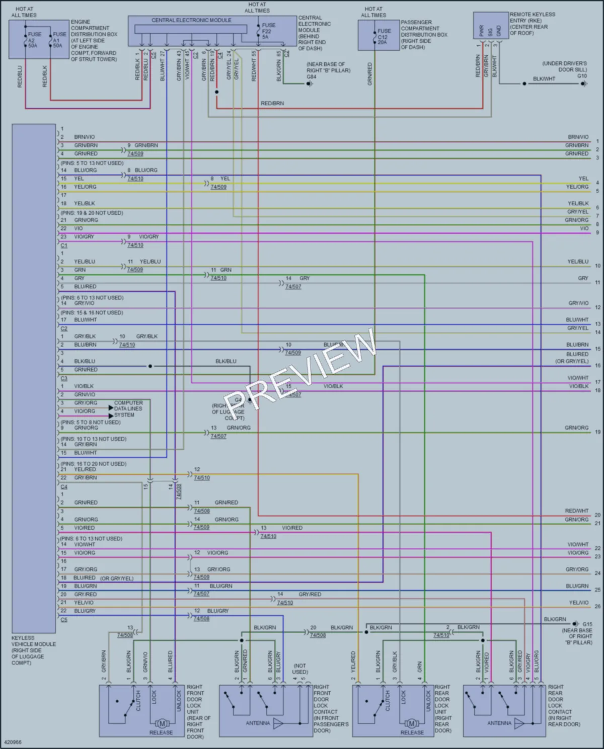 2014 Volvo XC70 Power Door Locks wiring diagram preview