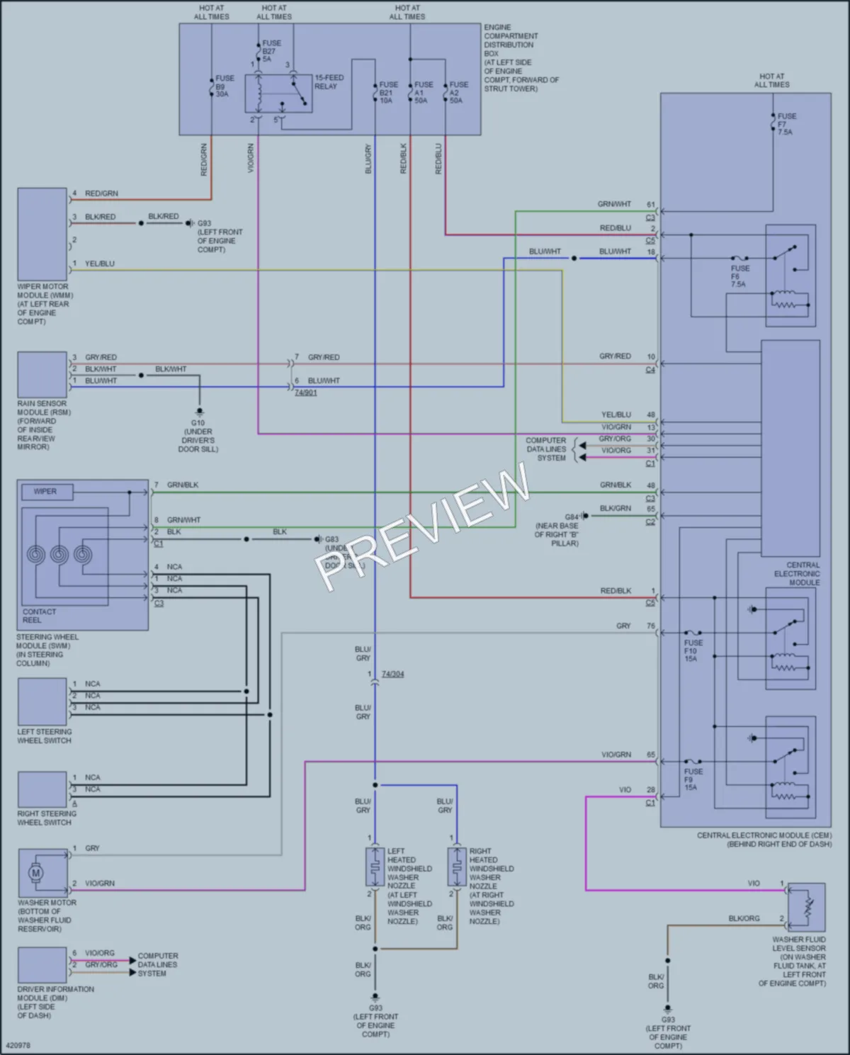 2014 Volvo XC70 Wiper Washer wiring diagram preview