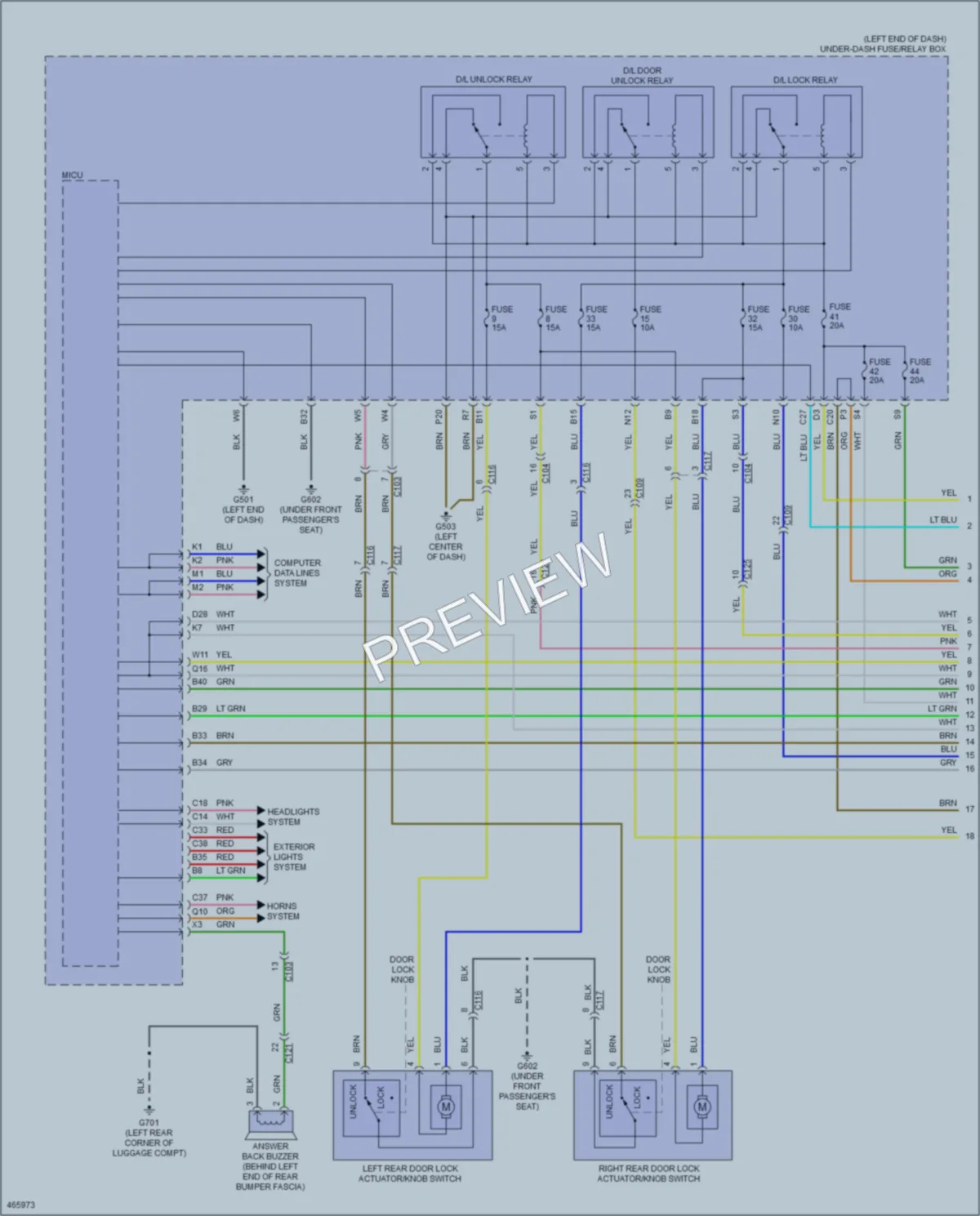 2015 Acura ILX Power Door Locks wiring diagram preview