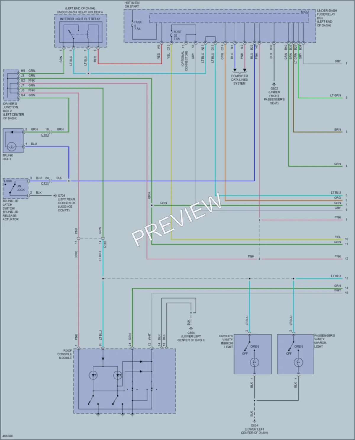 2015 Acura ILXHybrid Interior Lights wiring diagram preview