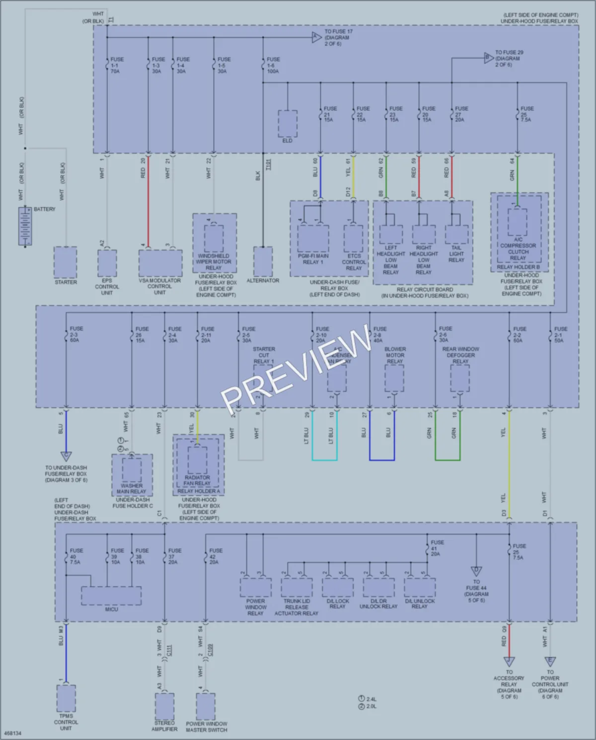 2015 Acura ILXHybrid Power Distribution wiring diagram preview