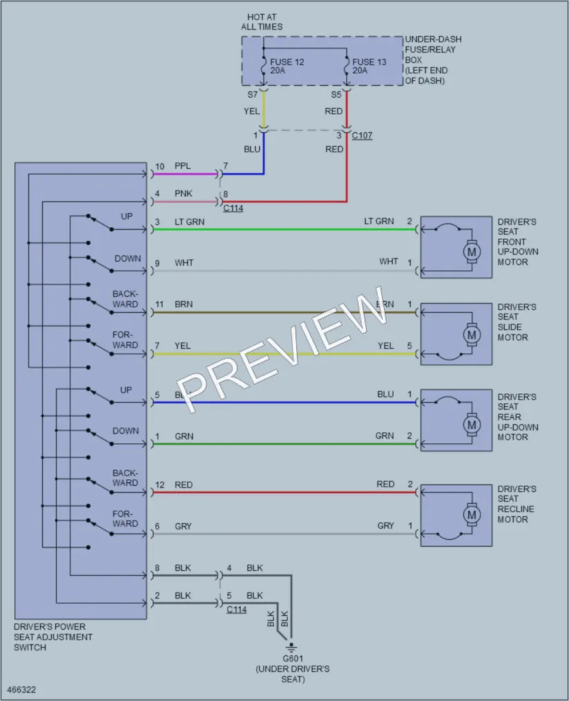 2015 Acura ILXHybrid Power Seats wiring diagram preview