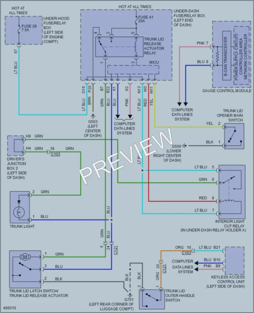 2015 Acura ILXHybrid Trunk Tailgate Fuel Door wiring diagram preview