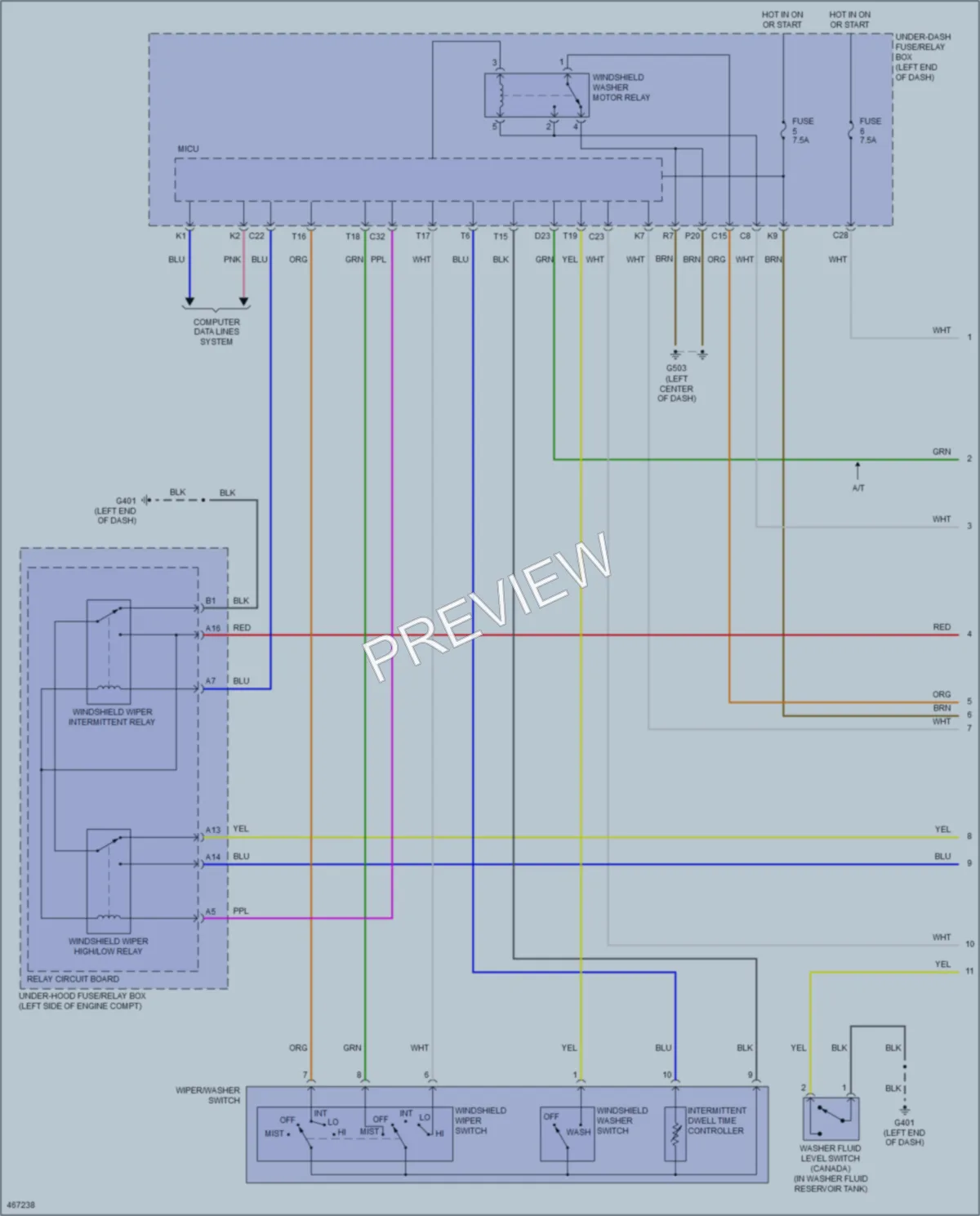 2015 Acura ILXHybrid Wiper Washer wiring diagram preview