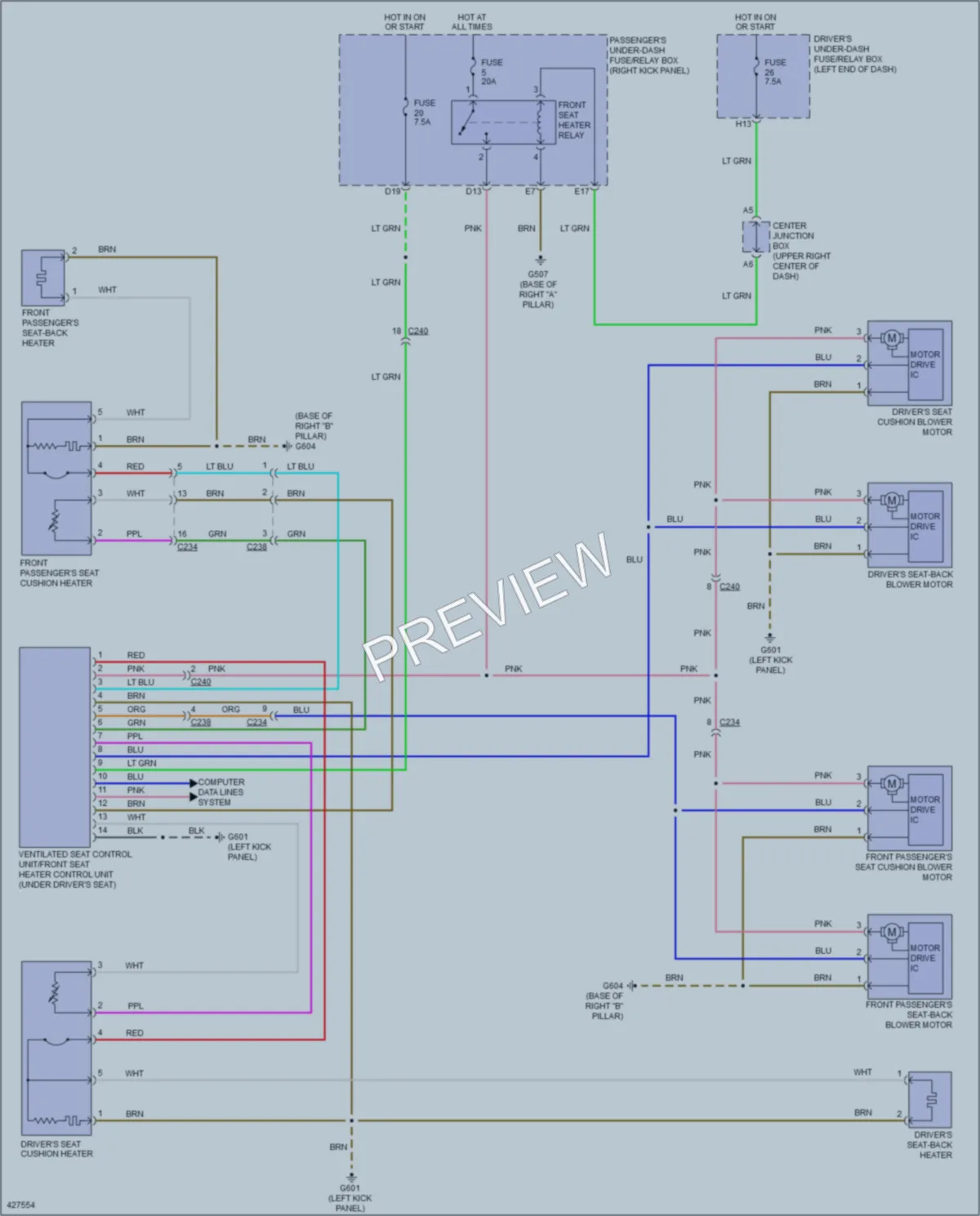 2015 Acura MDX Power Seats wiring diagram preview