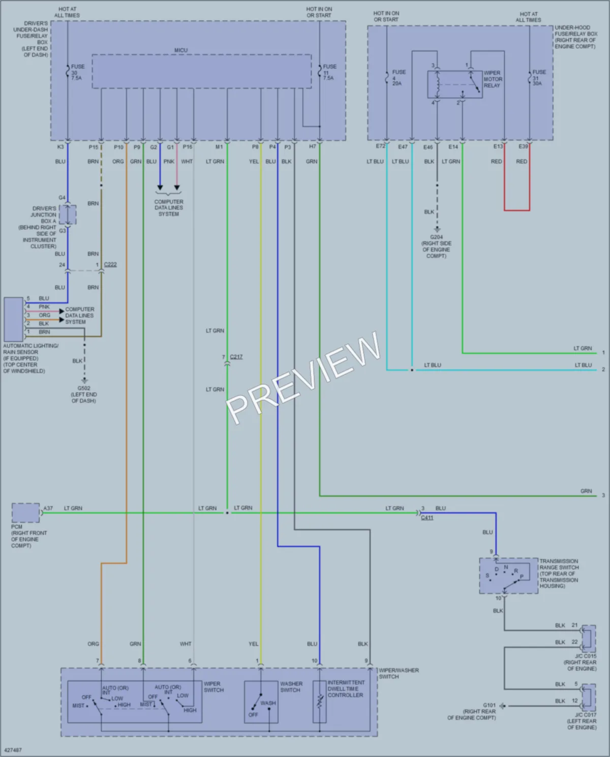 2015 Acura MDX Wiper Washer wiring diagram preview
