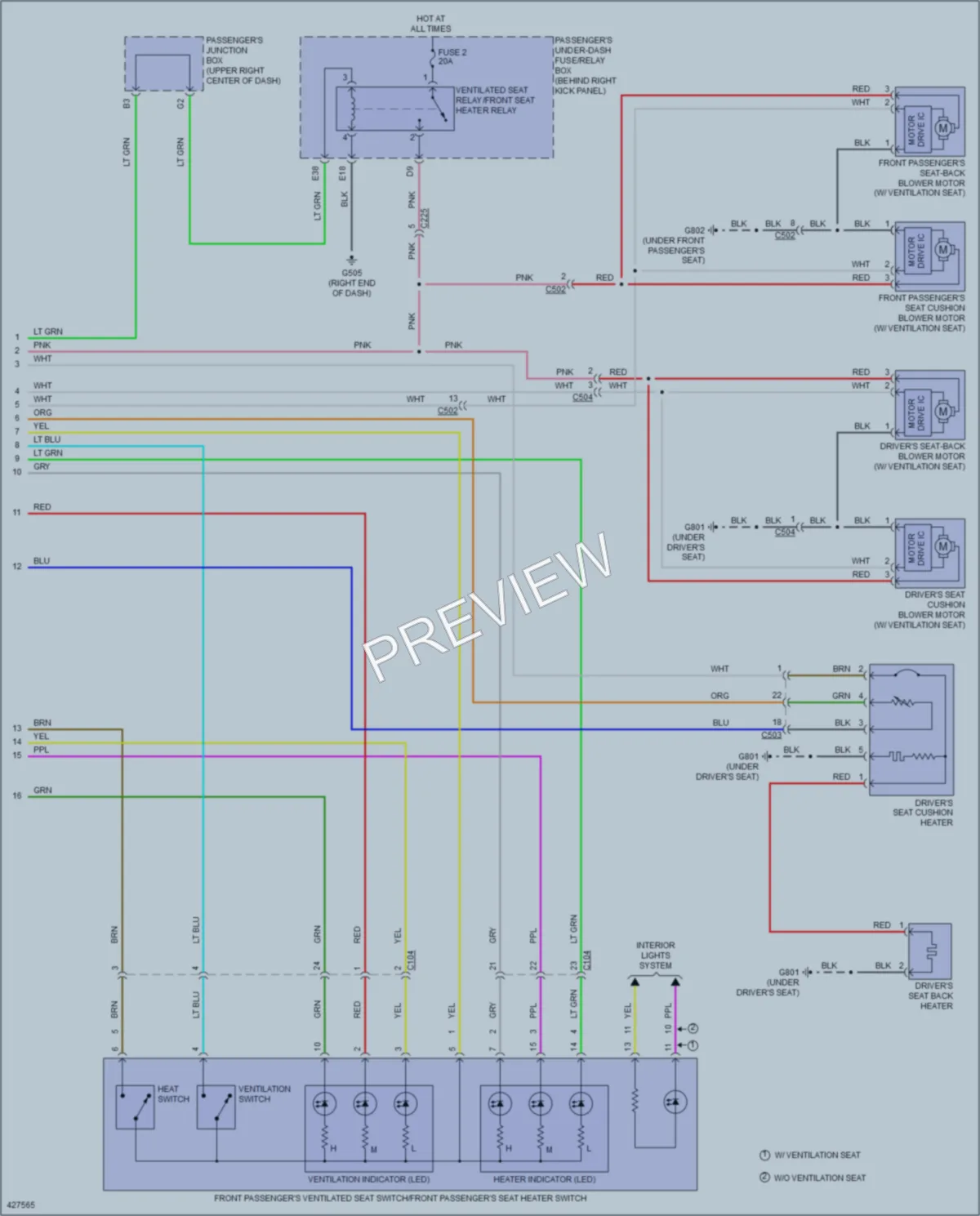 2015 Acura RLX Power Seats wiring diagram preview