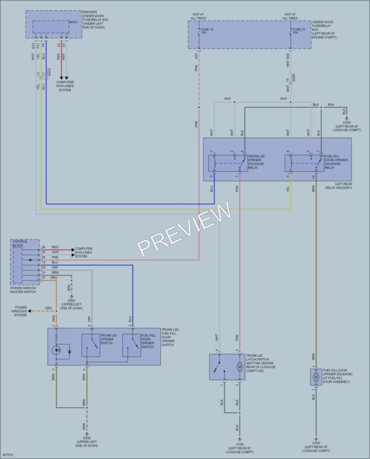 2015 Acura RLX Trunk Tailgate Fuel Door wiring diagram preview
