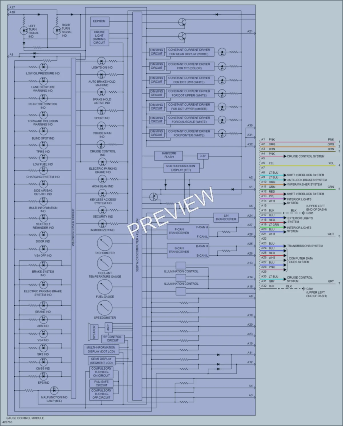 2015 Acura RLXSportHybrid Instrument Cluster wiring diagram preview