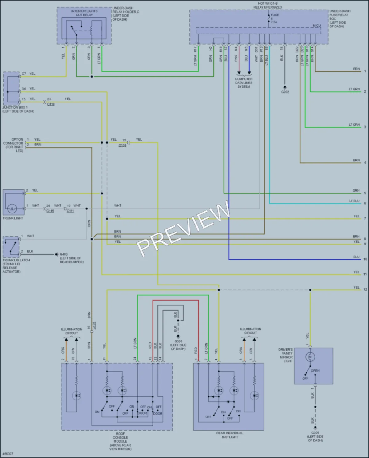 2015 Acura TLX Interior Lights wiring diagram preview