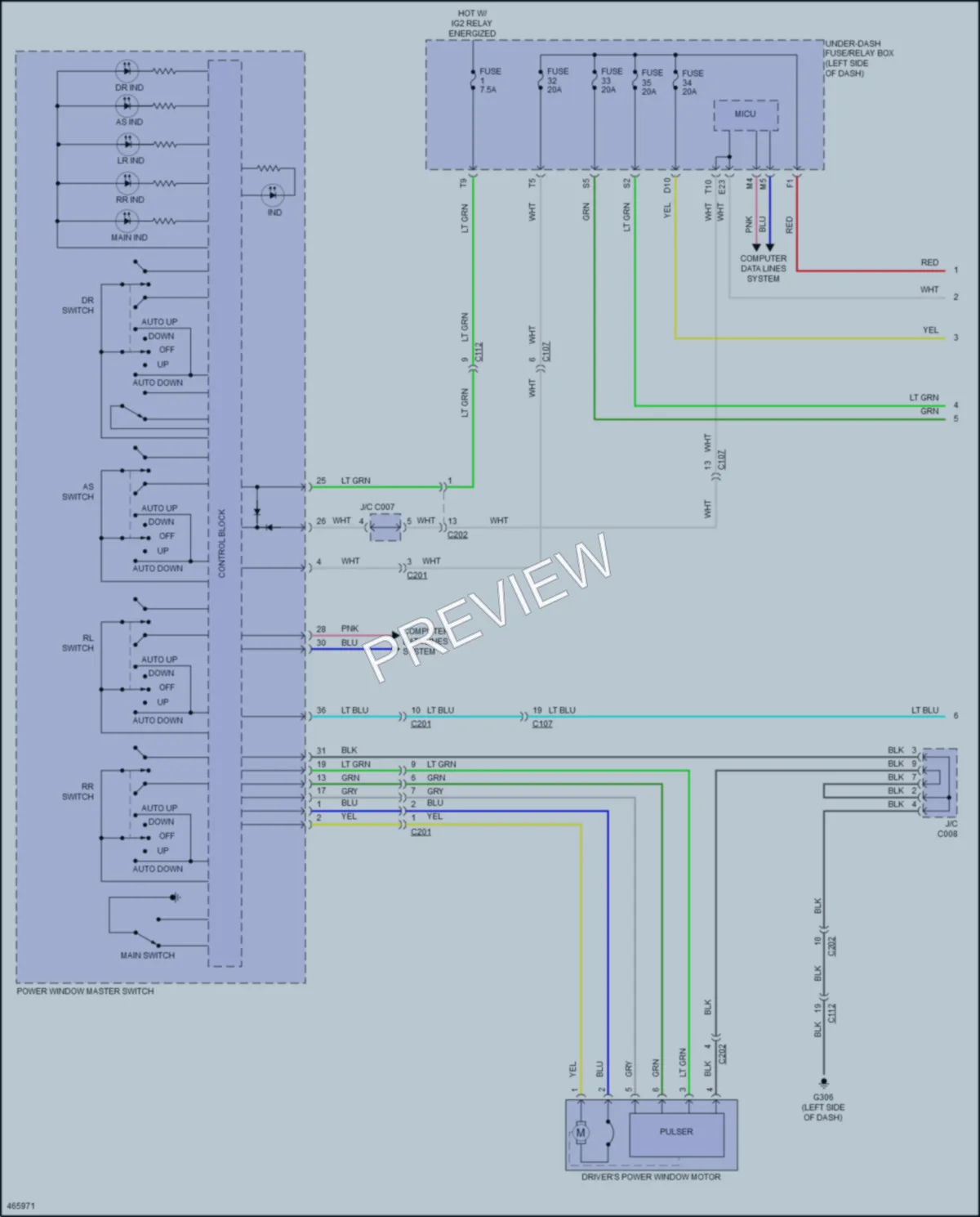 2015 Acura TLX Power Windows wiring diagram preview