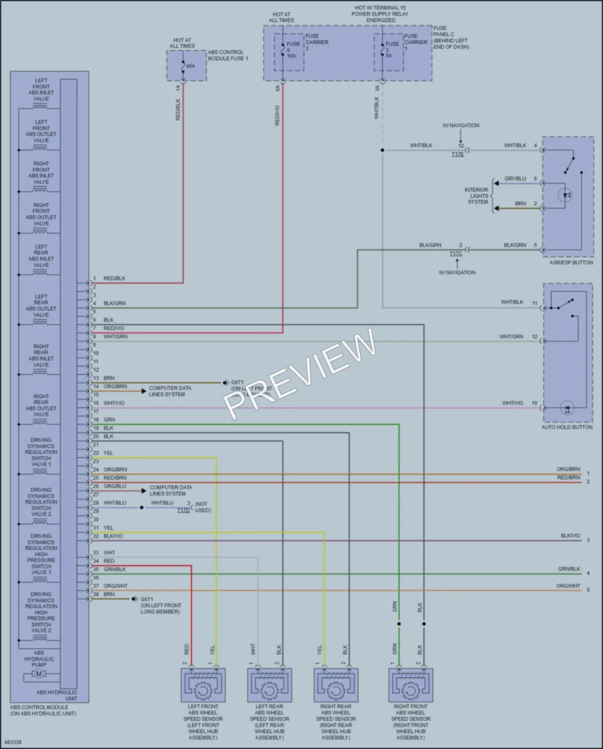 2015 Audi A4 Anti Lock Brakes wiring diagram preview
