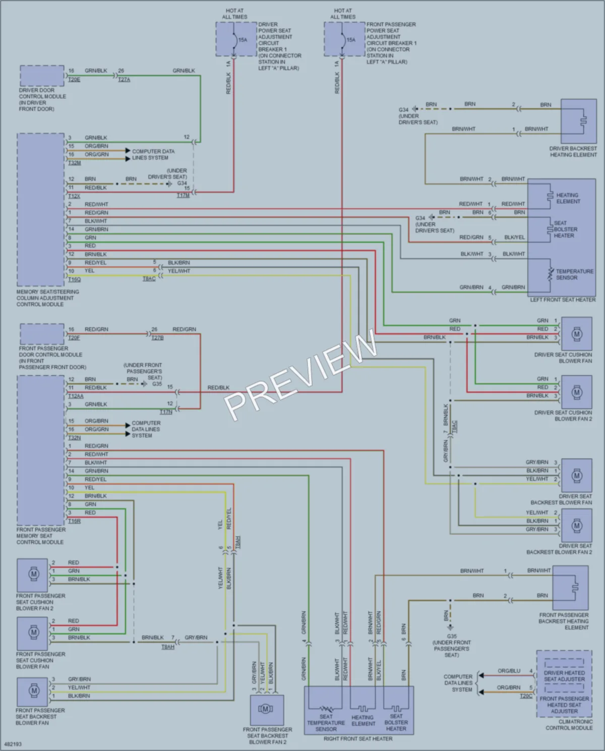 2015 Audi A7 Power Seats wiring diagram preview