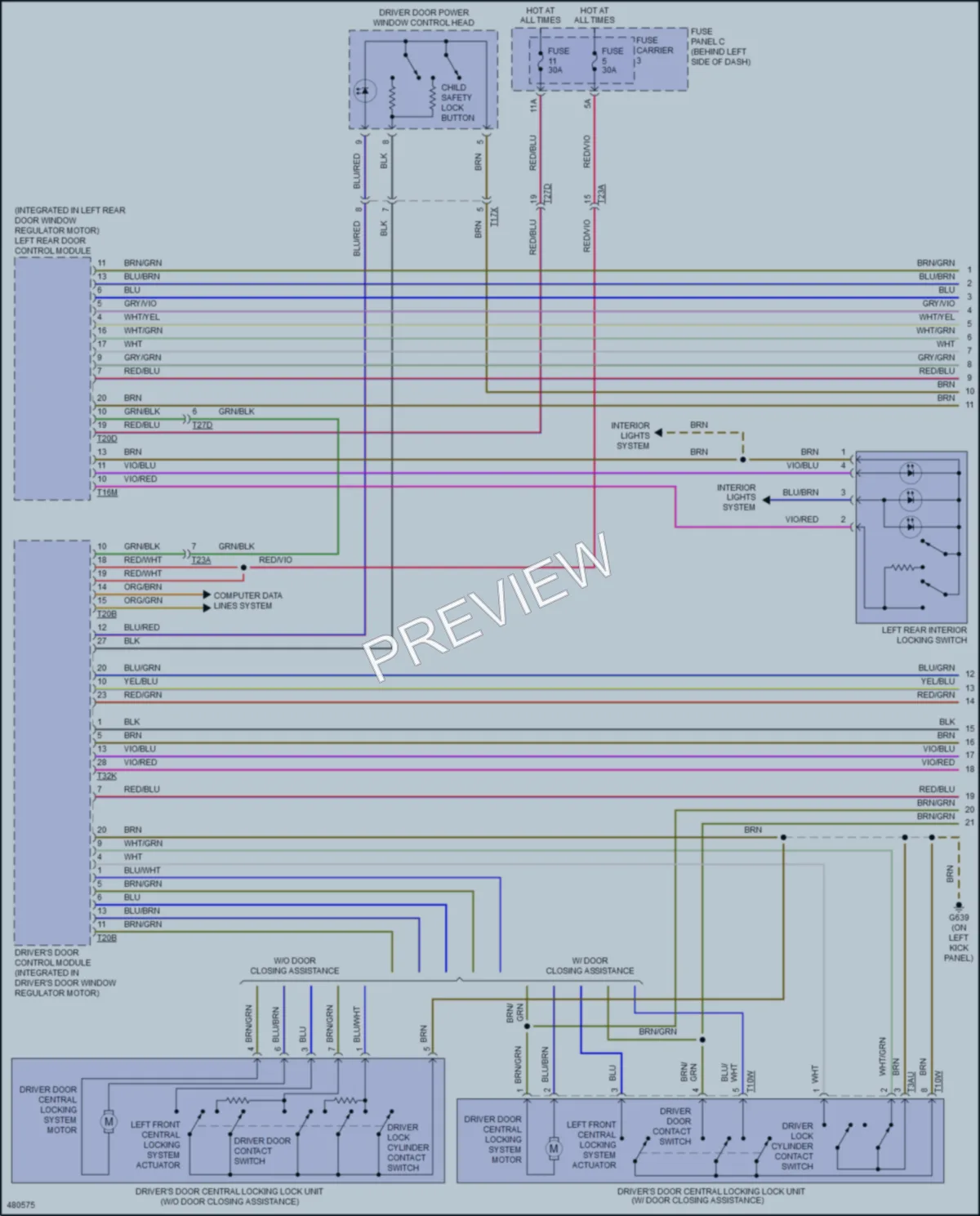 2015 Audi A8 Power Door Locks wiring diagram preview