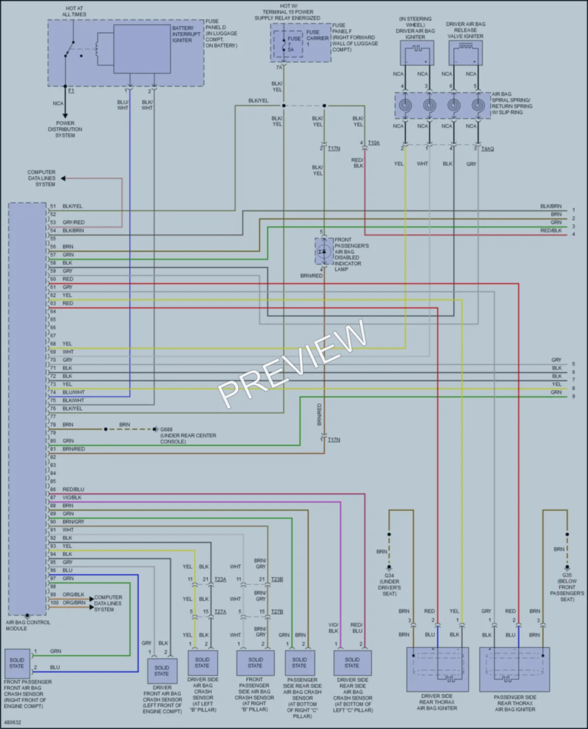 2015 Audi A8 Supplemental Restraints wiring diagram preview