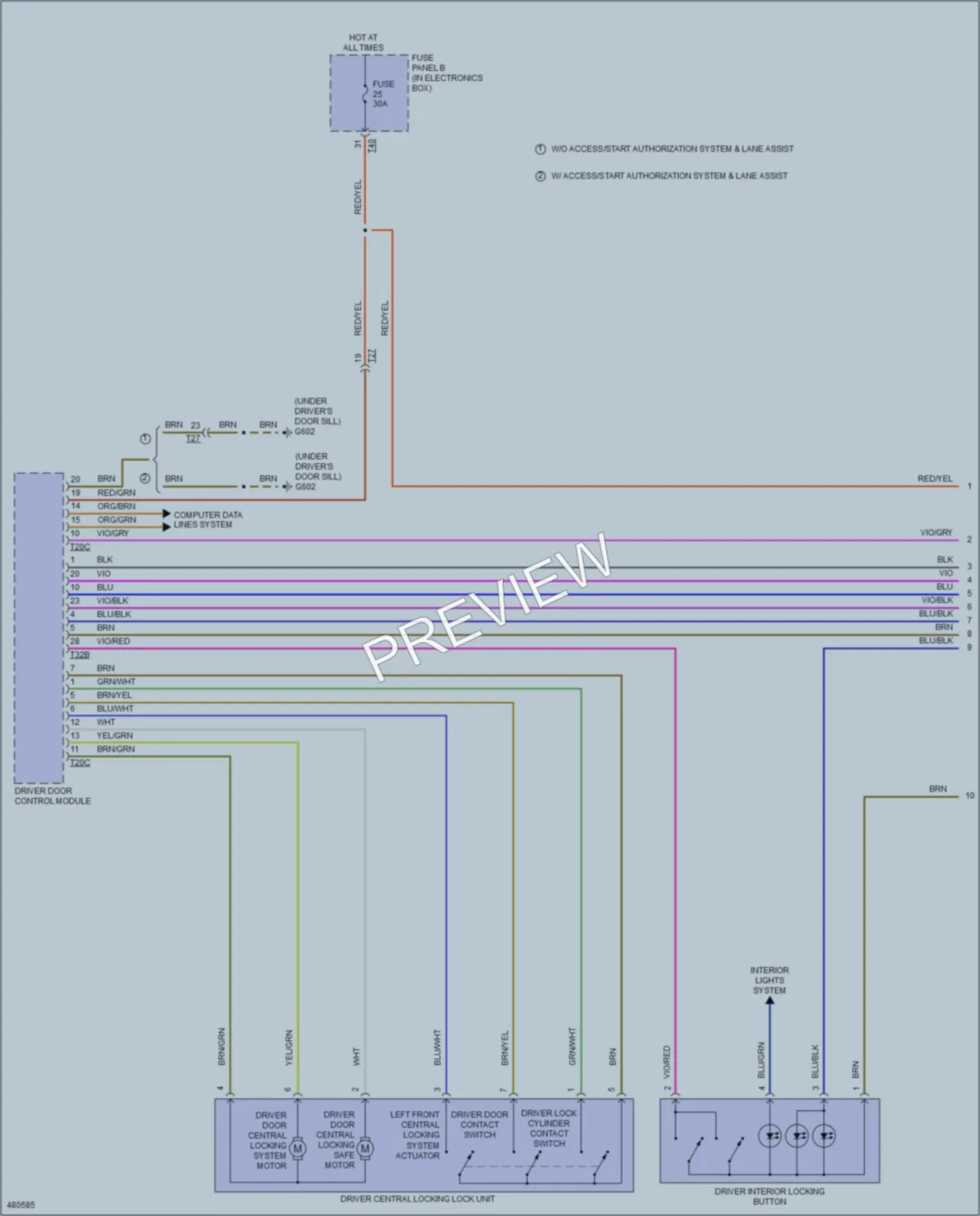 2015 Audi Q3 Power Door Locks wiring diagram preview