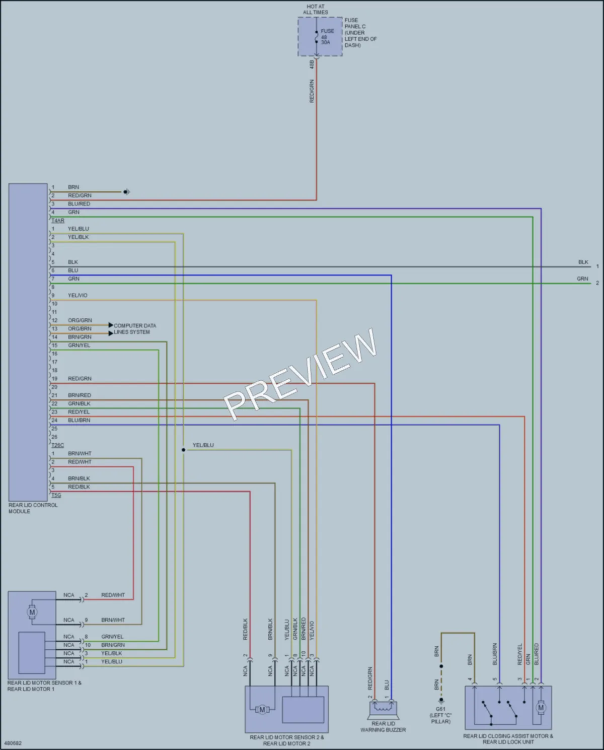 2015 Audi Q3 Trunk Tailgate Fuel Door wiring diagram preview