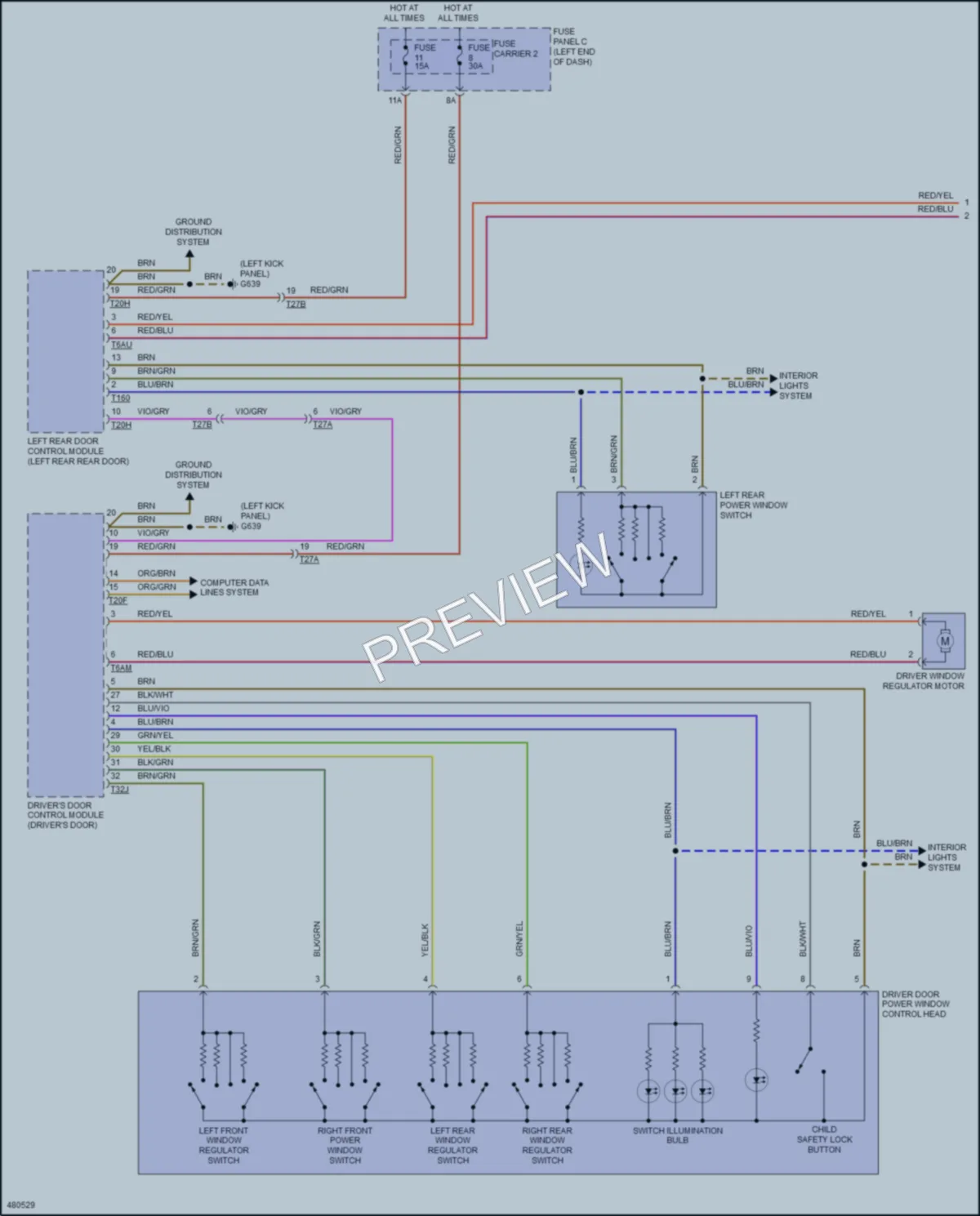 2015 Audi Q5 Power Windows wiring diagram preview