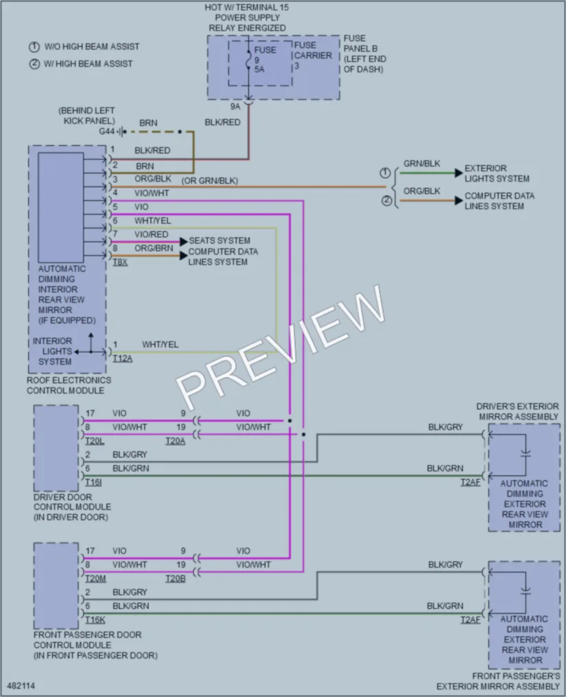 2015 Audi Q7 Power Mirrors wiring diagram preview