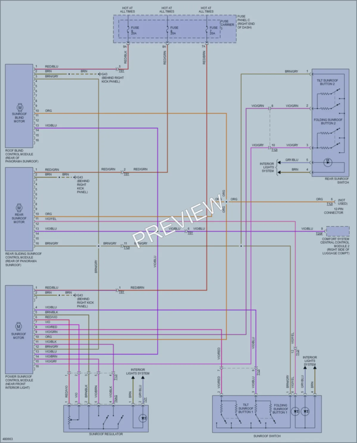 2015 Audi Q7 Power Top Sunroof wiring diagram preview