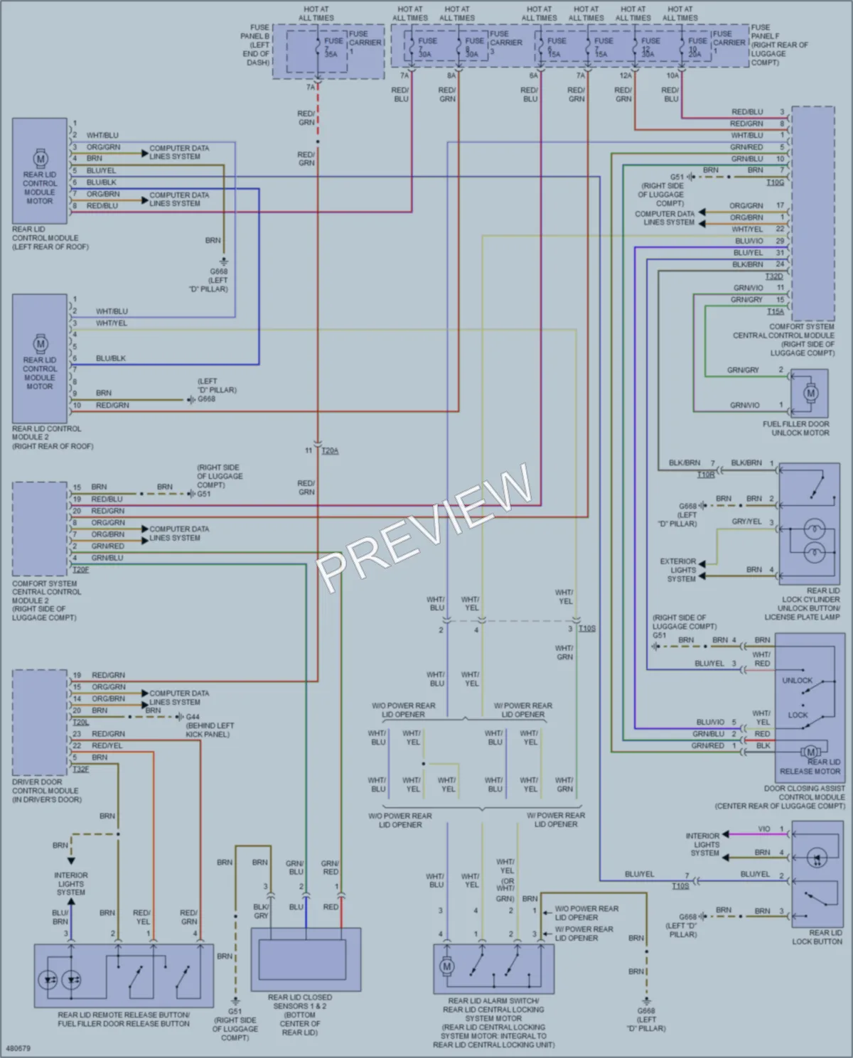 2015 Audi Q7 Trunk Tailgate Fuel Door wiring diagram preview