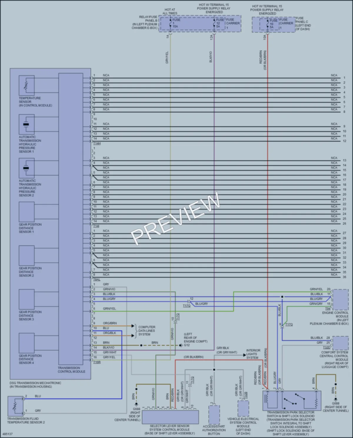 2015 Audi RS5 Transmission wiring diagram preview
