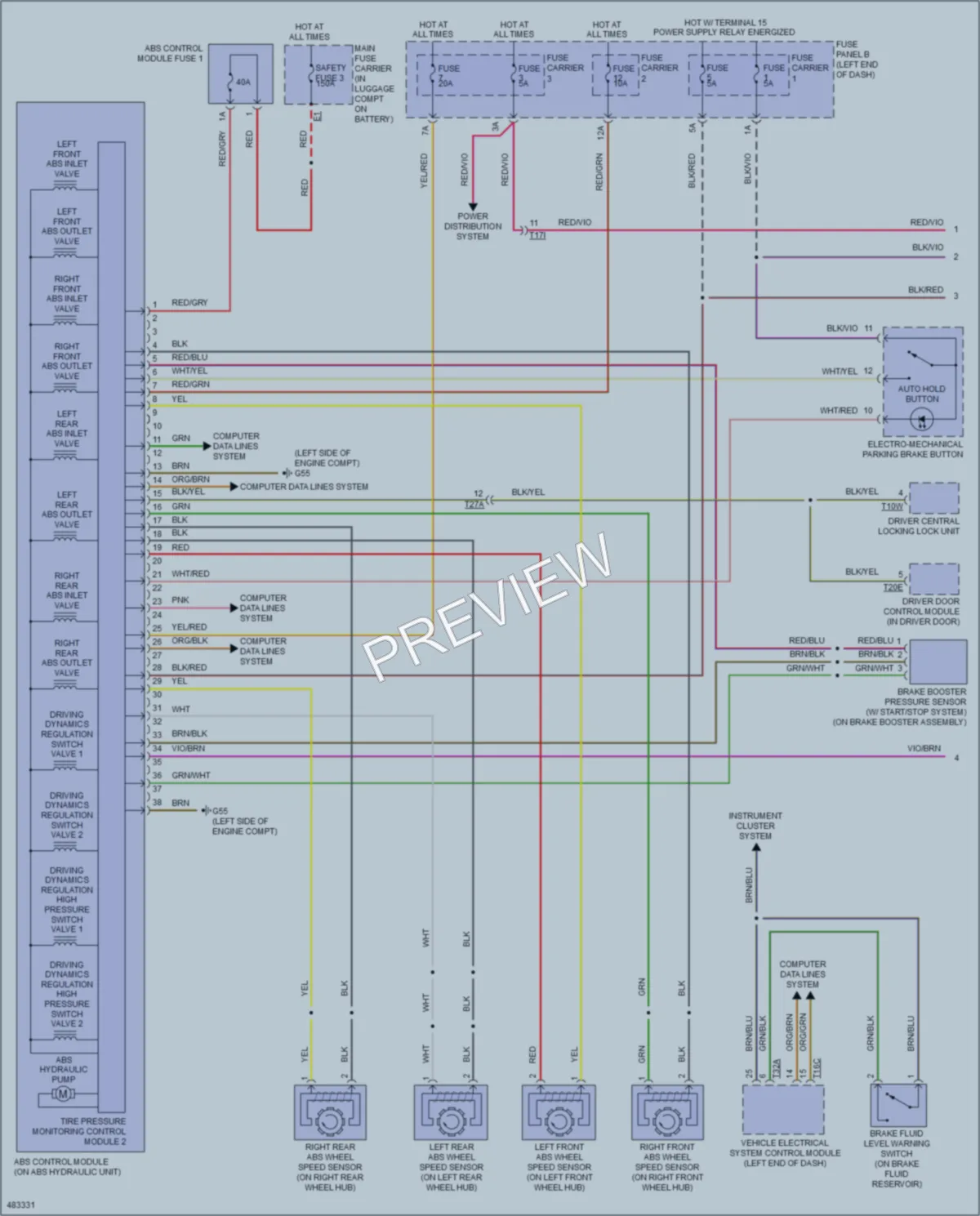 2015 Audi RS7 Anti Lock Brakes wiring diagram preview