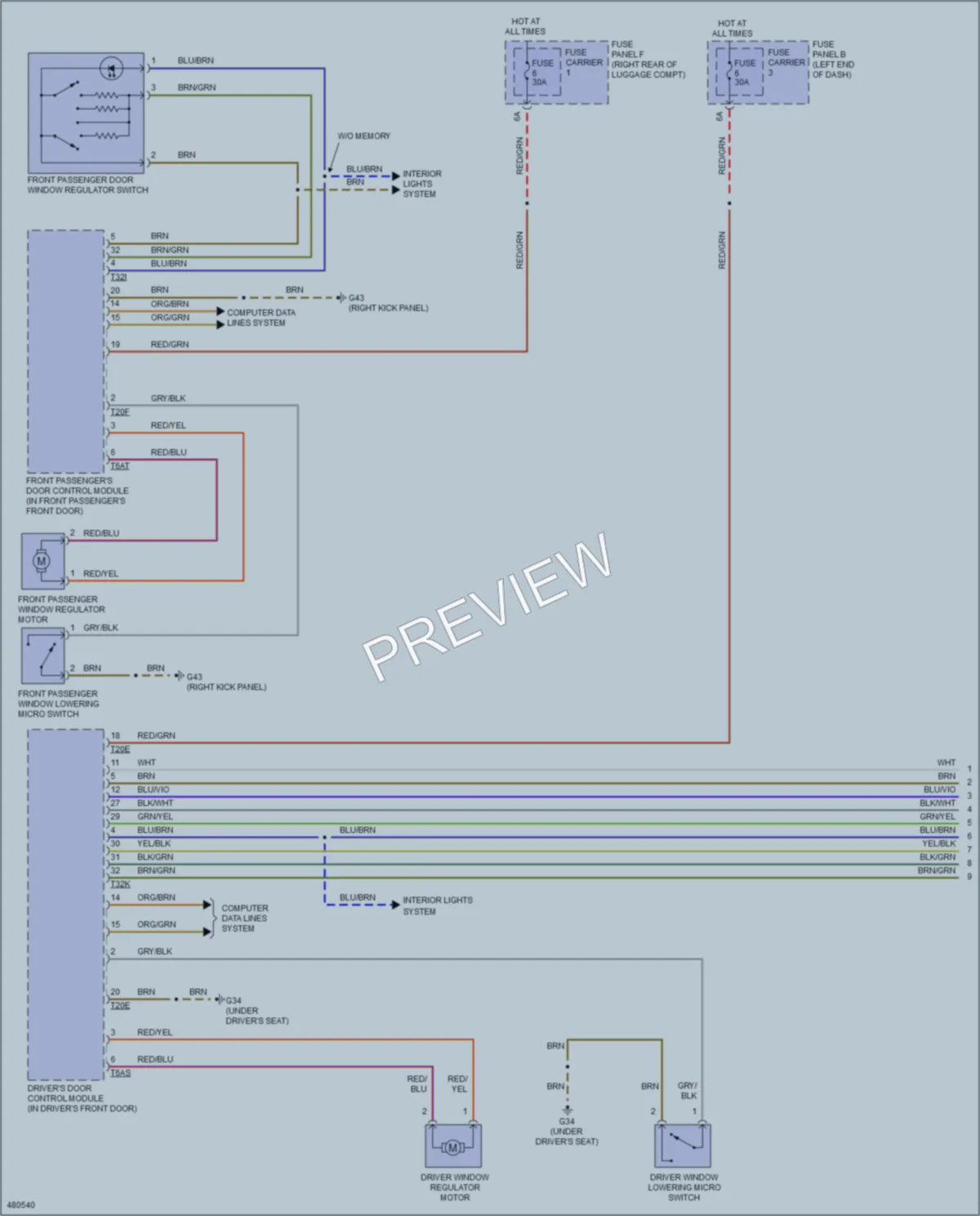 2015 Audi RS7 Power Windows wiring diagram preview