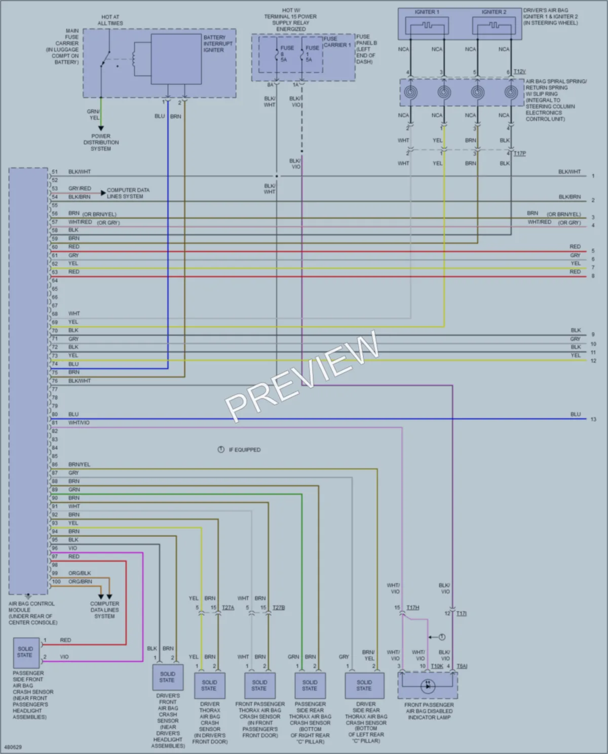 2015 Audi RS7 Supplemental Restraints wiring diagram preview