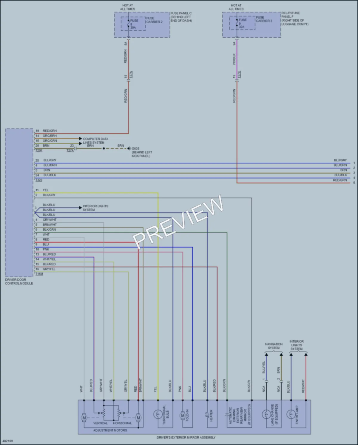 2015 Audi S4 Power Mirrors wiring diagram preview