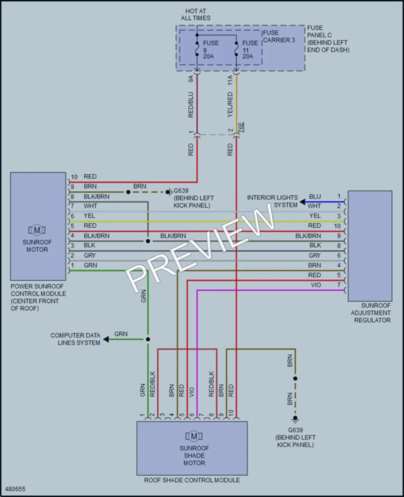 2015 Audi S4 Power Top Sunroof wiring diagram preview
