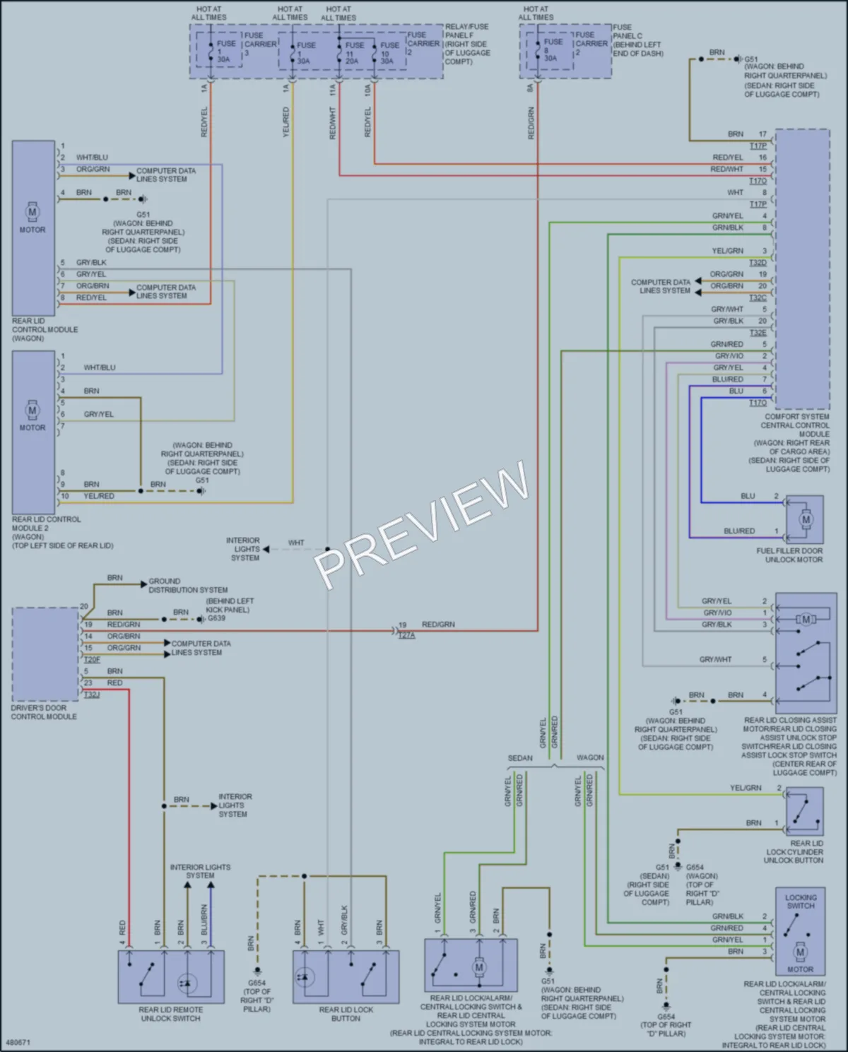 2015 Audi S4 Trunk Tailgate Fuel Door wiring diagram preview