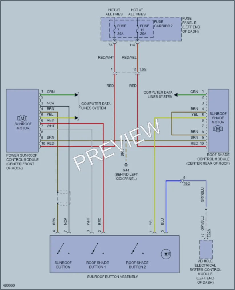 2015 Audi S6 Power Top Sunroof wiring diagram preview