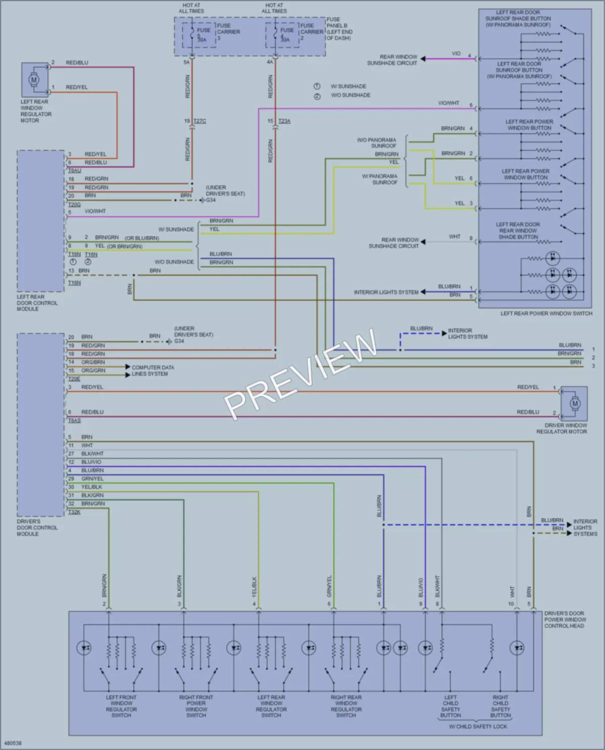 2015 Audi S6 Power Windows wiring diagram preview