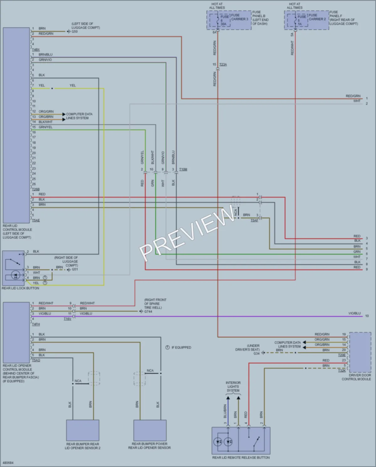 2015 Audi S6 Trunk Tailgate Fuel Door wiring diagram preview