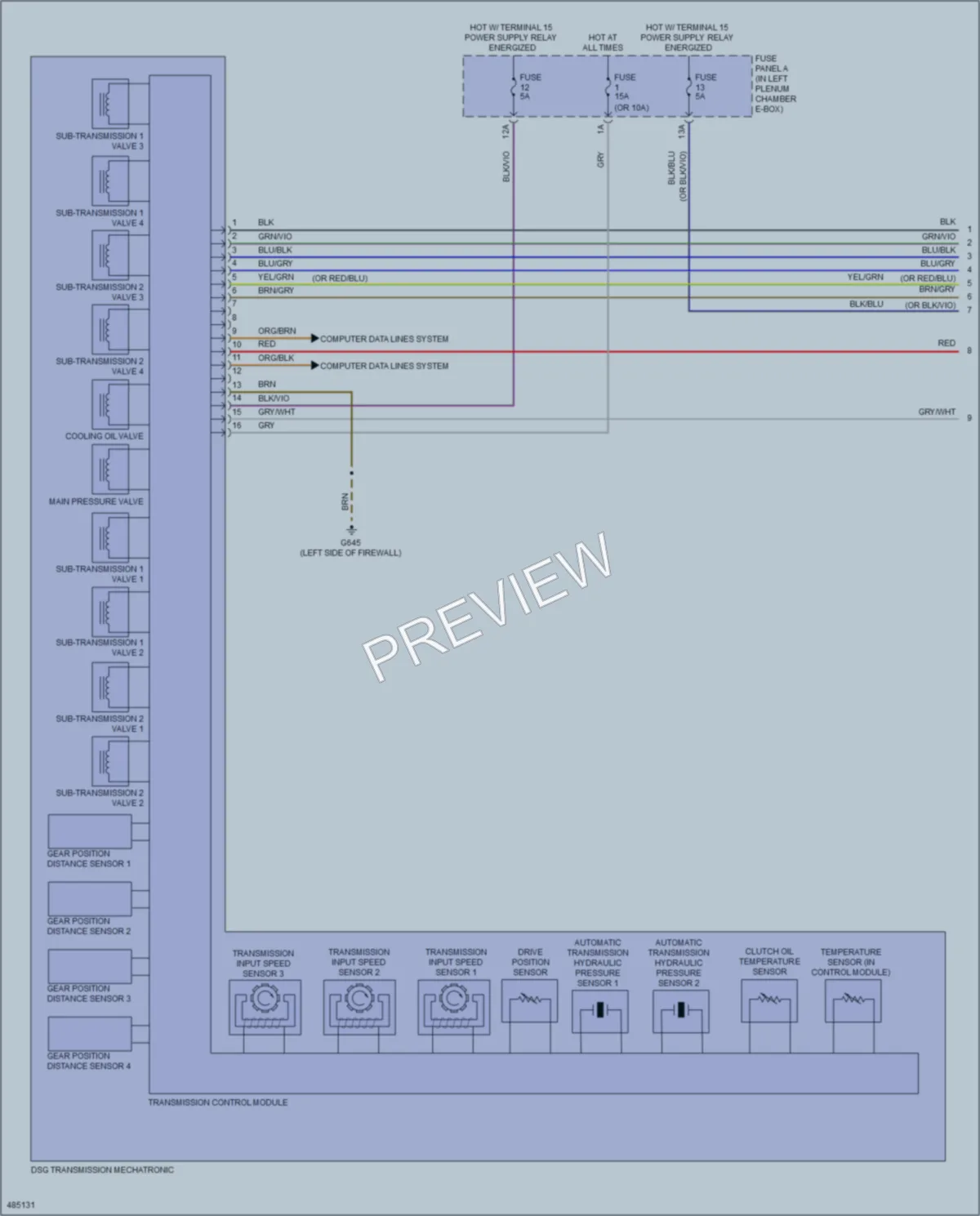 2015 Audi S7 Transmission wiring diagram preview