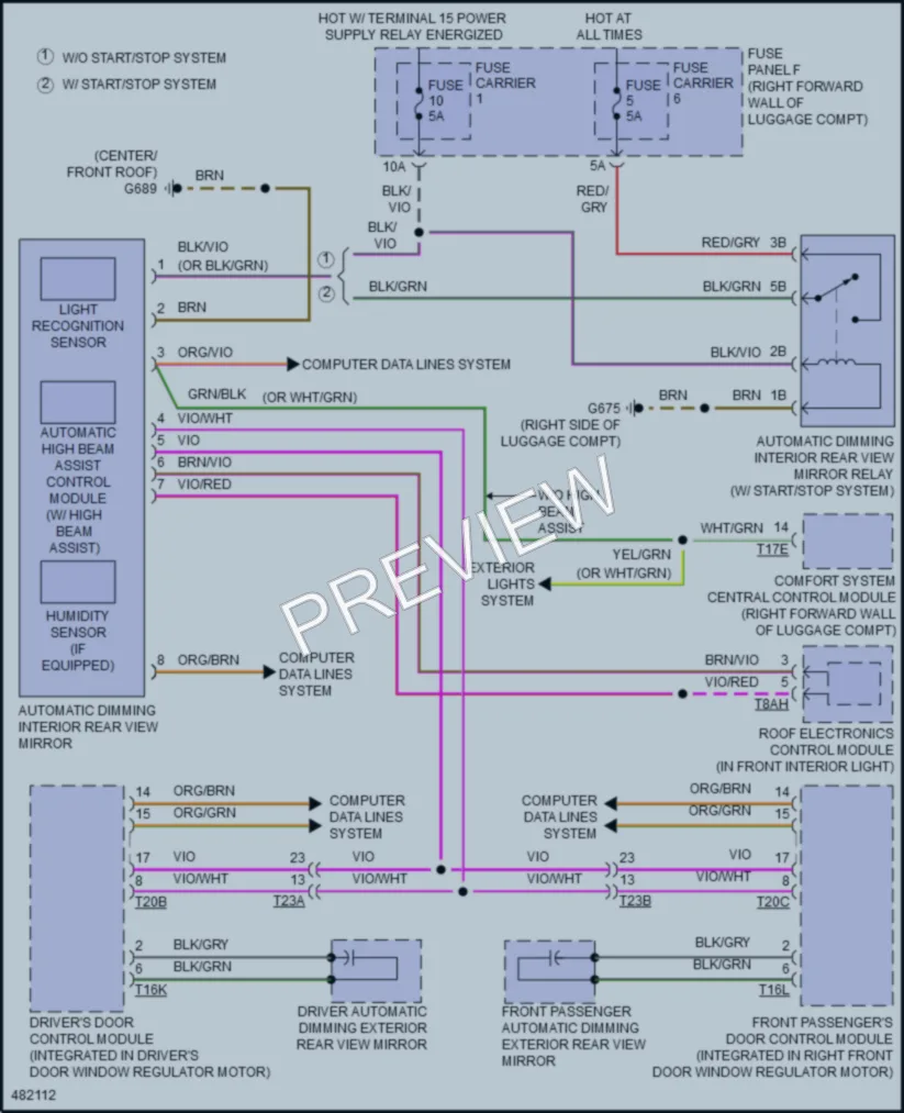 2015 Audi S8 Power Mirrors wiring diagram preview
