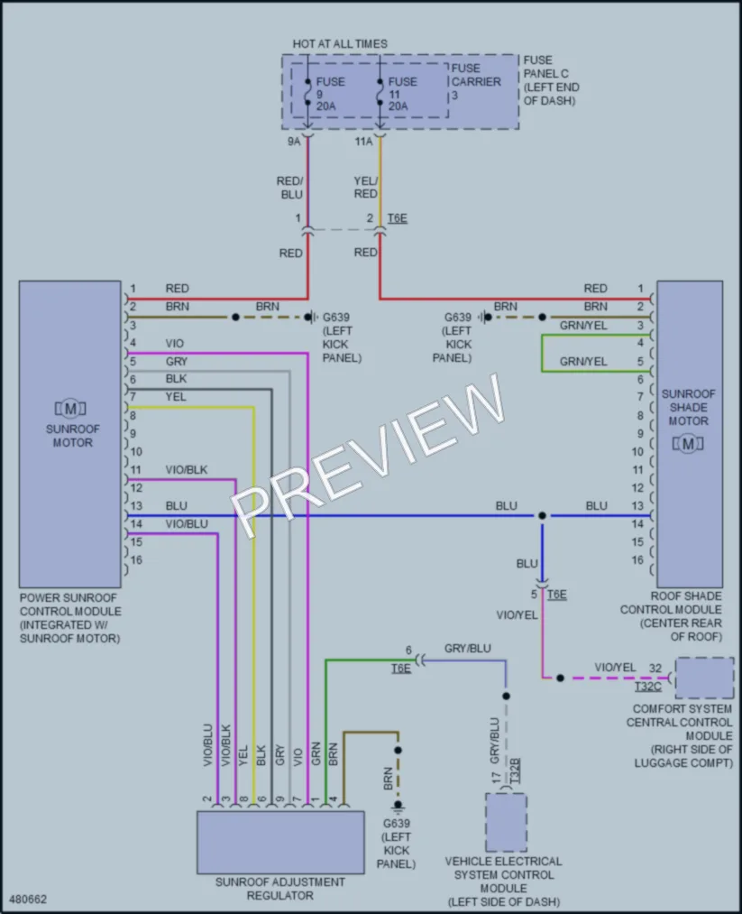 2015 Audi SQ5 Power Top Sunroof wiring diagram preview