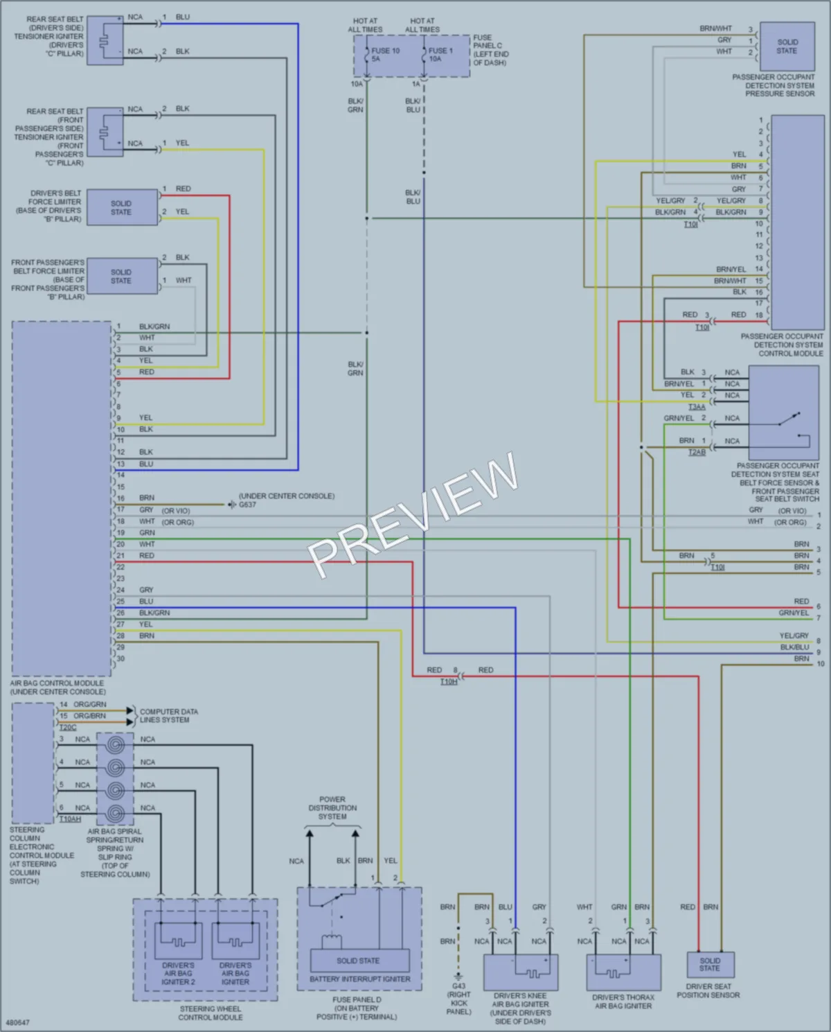 2015 Audi TT Supplemental Restraints wiring diagram preview