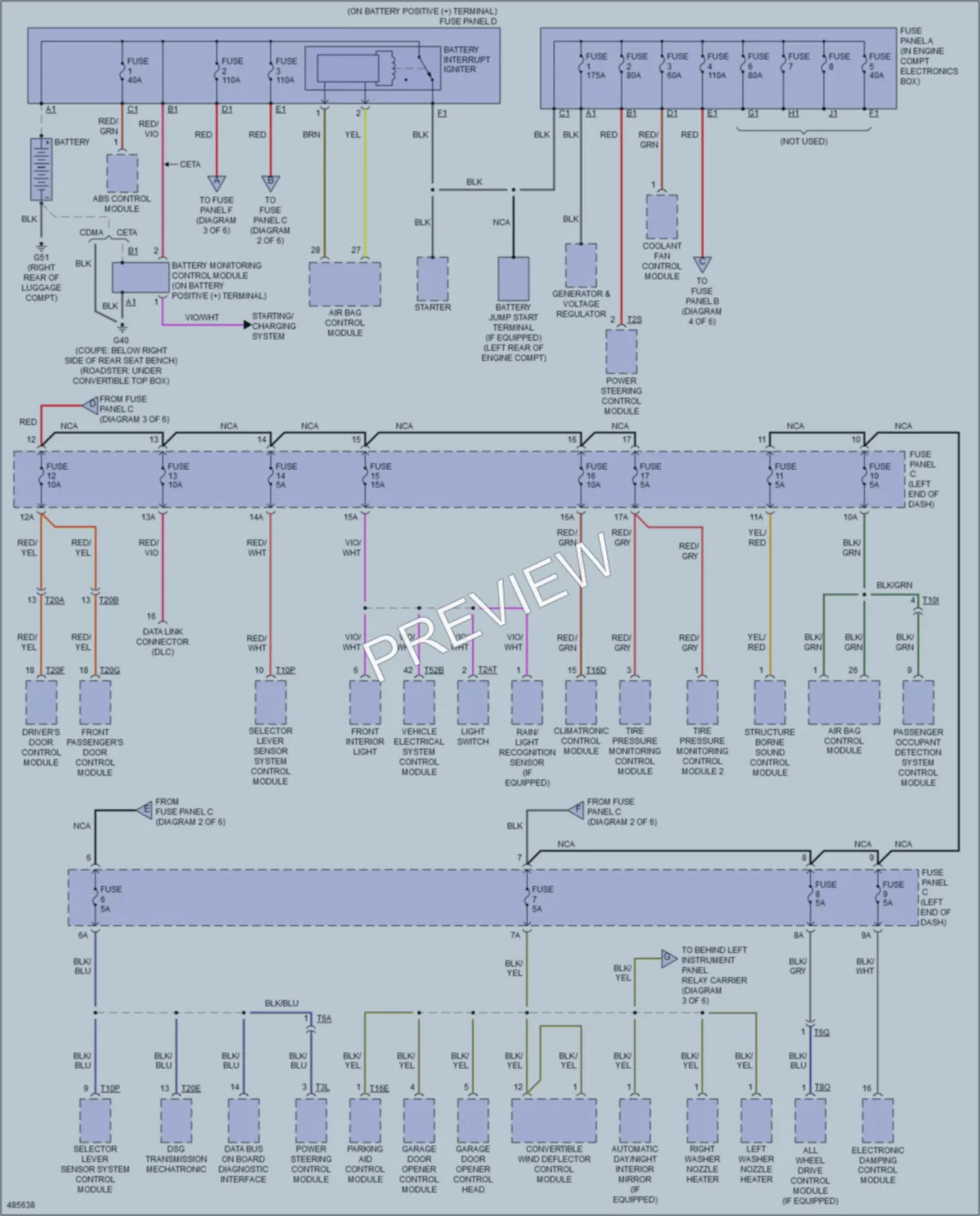 2015 Audi TTS Power Distribution wiring diagram preview