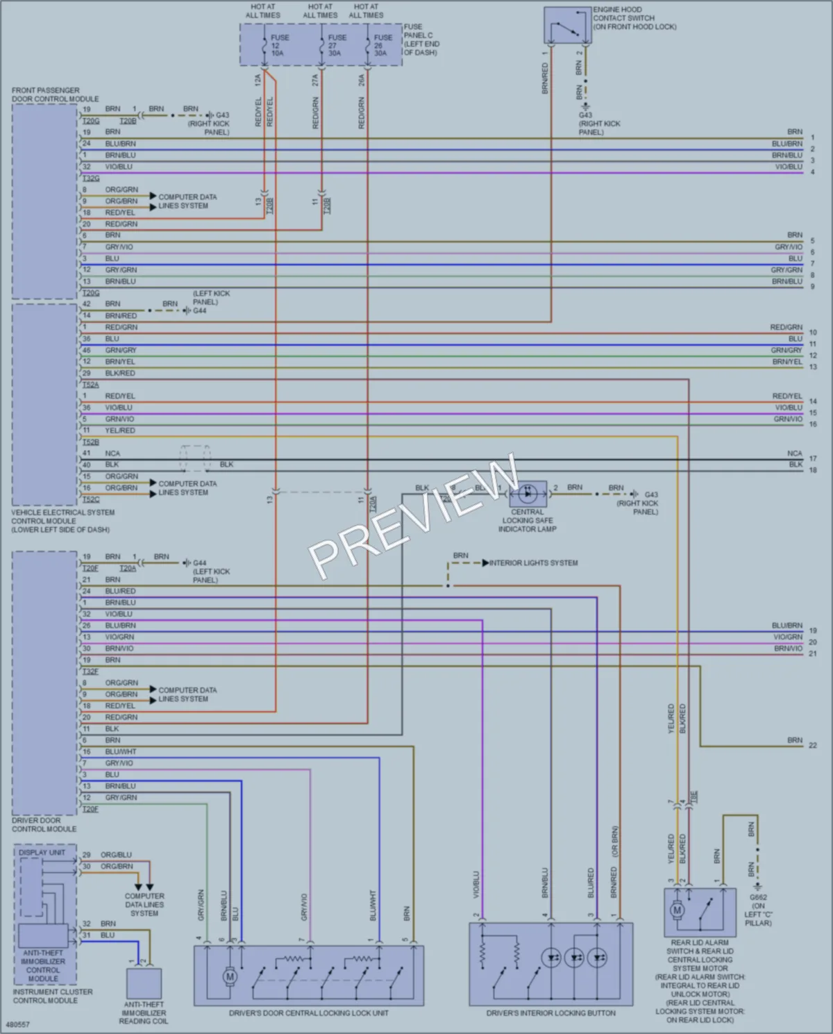 2015 Audi TTS Power Door Locks wiring diagram preview