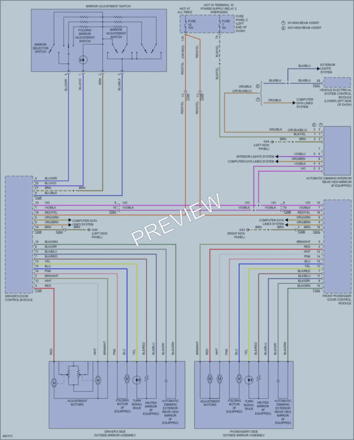 2015 Audi TTS Power Mirrors wiring diagram preview
