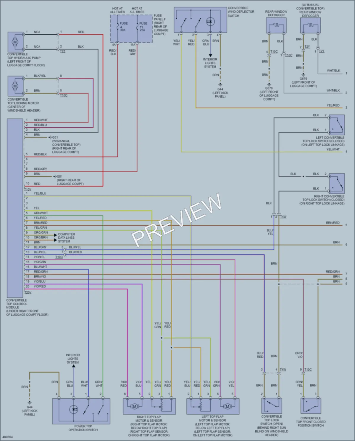 2015 Audi TTS Power Top Sunroof wiring diagram preview