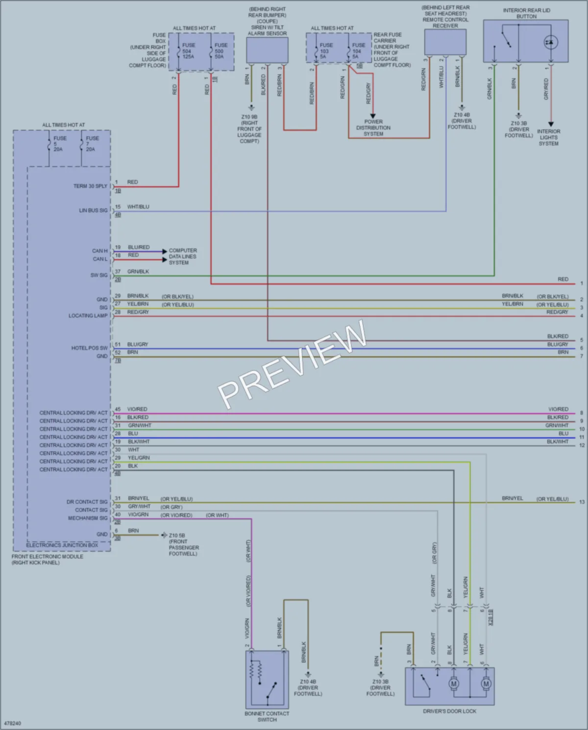 2015 BMW 228i Power Door Locks wiring diagram preview