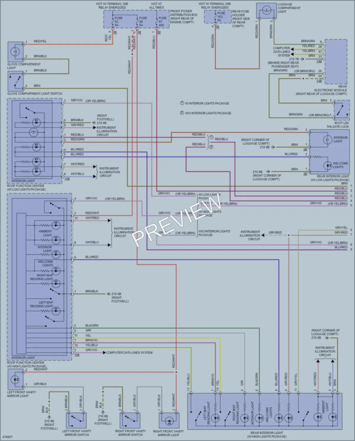 2015 BMW 320i Interior Lights wiring diagram preview