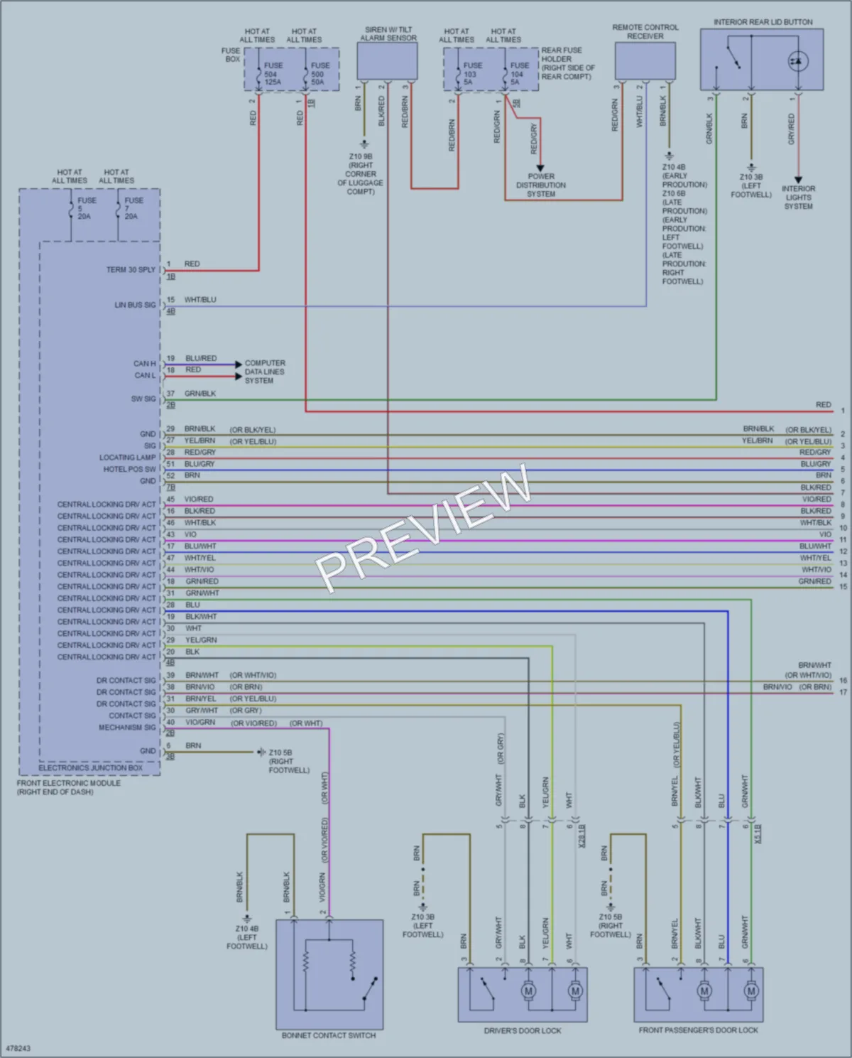 2015 BMW 328d Power Door Locks wiring diagram preview